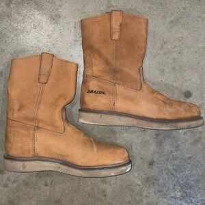 Brazos Tan Leather Work Boots